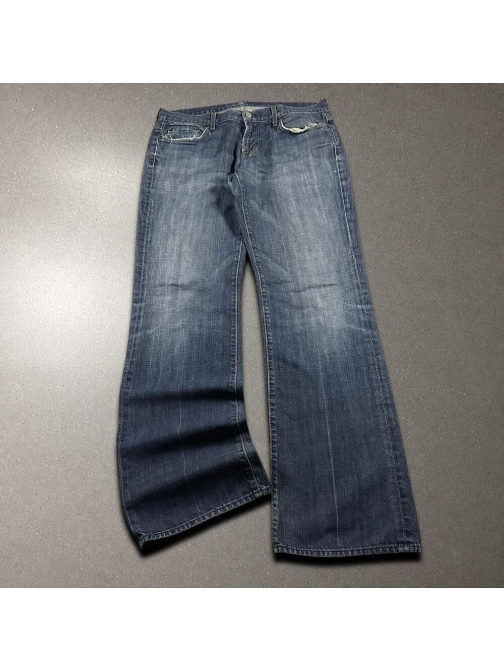 Y2K Rockstar Archive 7FAMK Grunge Bootcut Jeans - Fits 34x33! - Picture 2 of 7